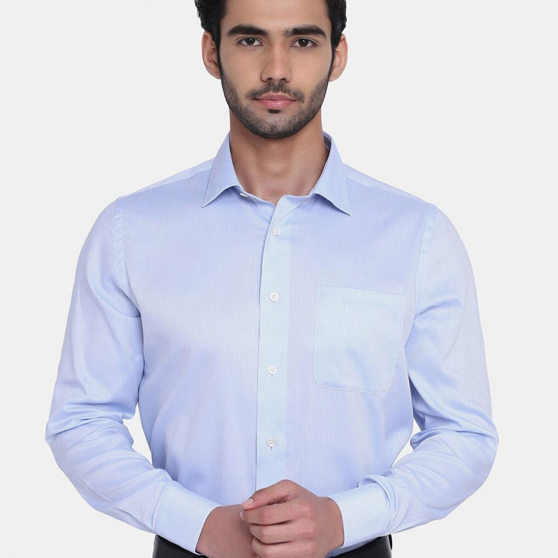 Men Blue India Slim Fit Cotton Formal Shirt