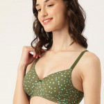 Olive Green & Blue Bra Heavily Padded BRA