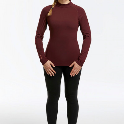 Women Burgundy Solid Thermal Tops